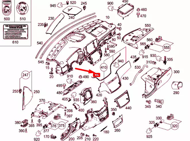 NEW MB GLE W166 INSTRUMENT PANEL CENTER OPTICAL FIBER LHD A1668250210 ORIGINAL