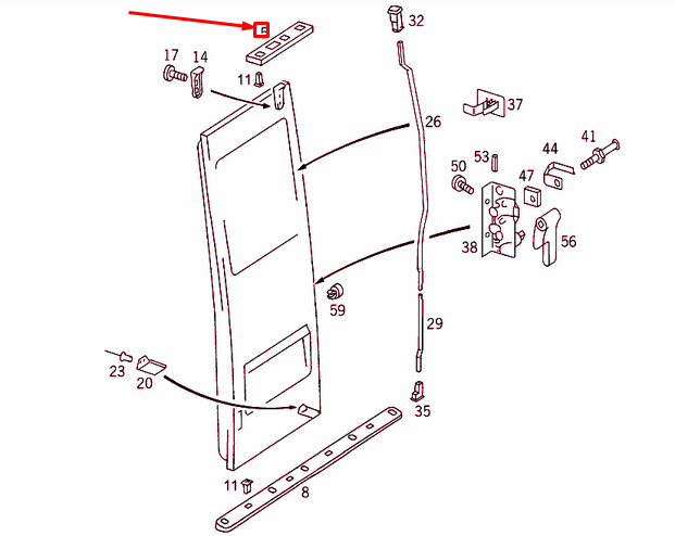 NEW MB SPRINTER 906 REAR PANEL DOOR LEFT TOP PLATE A9017660219 ORIGINAL