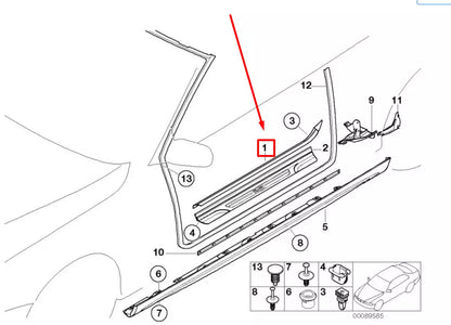 NEW BMW 3 E46 FRONT LEFT INTERIOR DOOR SILL TRIM 51478239967 8239967 ORIGINAL