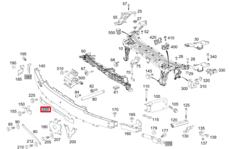 NEW MB AMG GT X290 FRONT REINFORCEMENT LOWER CONSOLE A2905013500 ORIGINAL