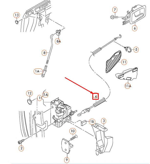 NEW AUDI A3 8P FRONT DOOR LATCH BOWDEN CABLE 8P4837085 ORIGINAL