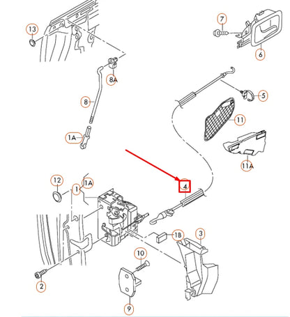 NEW AUDI A3 8P FRONT DOOR LATCH BOWDEN CABLE 8P4837085 ORIGINAL