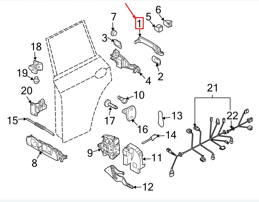 NEW VW TOUAREG 7L REAR RIGHT DOOR OUTER HANDLE 7L6839205GRU ORIGINAL
