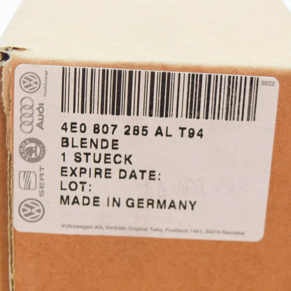 NEW AUDI A8 4E D3 FRONT GLOSSY BLACK PLATE FILLER 4E0807285ALT94