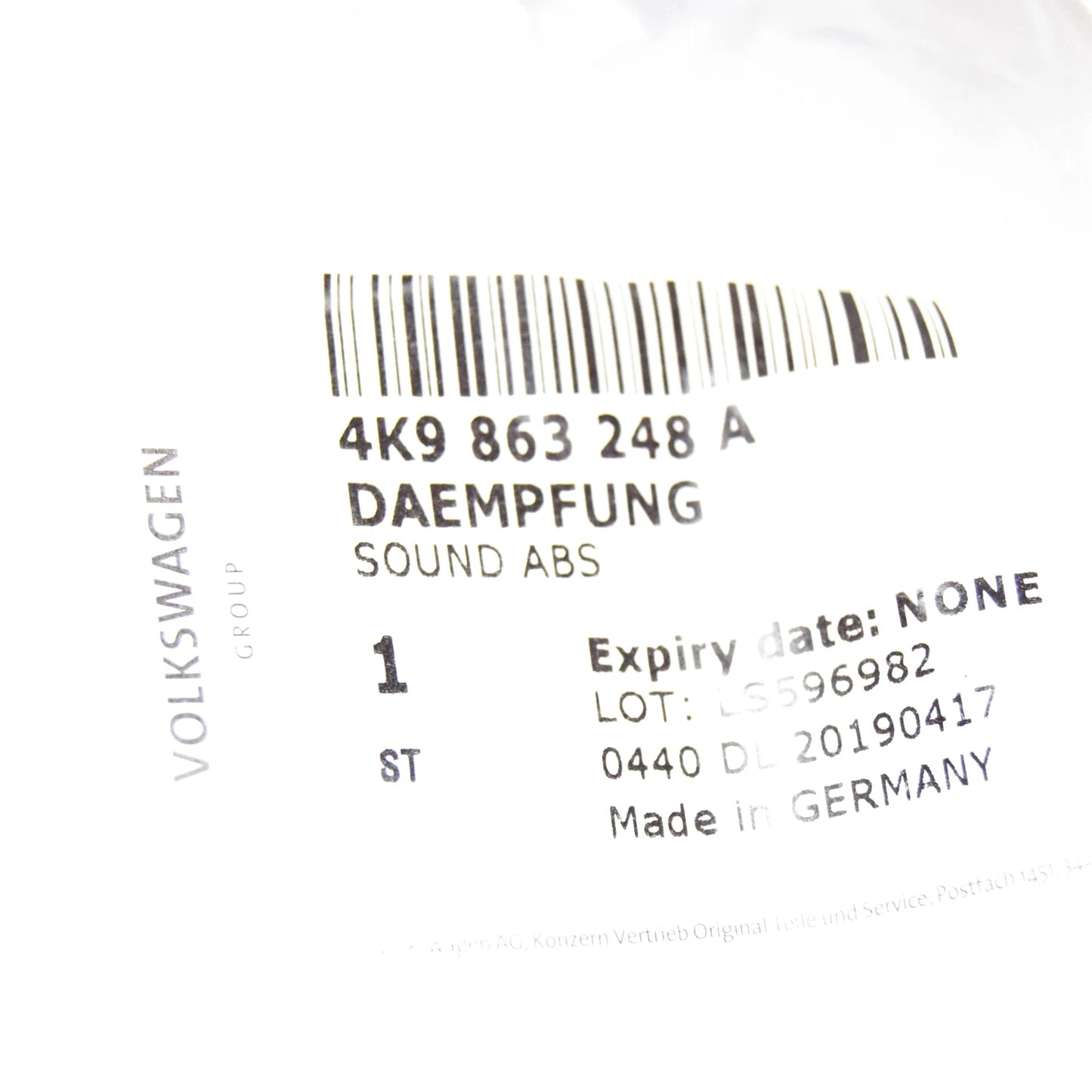 NEW AUDI A6 C8 SIDE WINDOW RIGHT SOUND ABSORBER 4K9863248A ORIGINAL