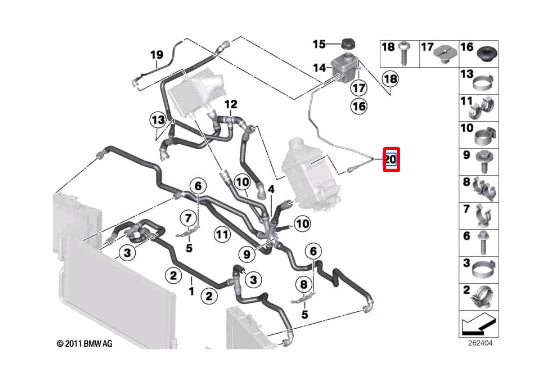 NEW BMW 5 F10 ENGINE COOLANT HOSE LINE 2284337 17122284337 ORIGINAL