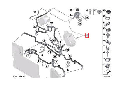 NEW BMW 5 F10 ENGINE COOLANT HOSE LINE 2284337 17122284337 ORIGINAL