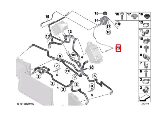 NEW BMW 5 F10 ENGINE COOLANT HOSE LINE 2284337 17122284337 ORIGINAL