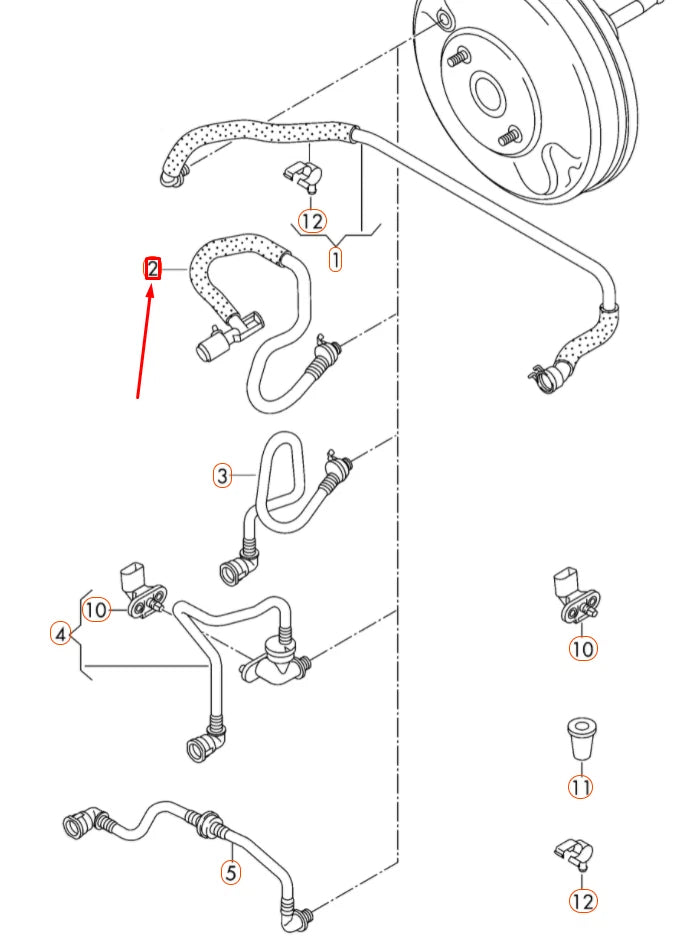 NEW VOLKSWAGEN EOS BRAKE SERVO VACUUM HOSE 5C0612041K