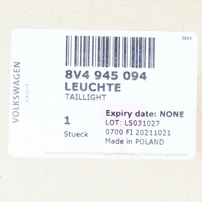 NEW AUDI A3 8V REAR RIGHT INNER TAIL LIGHT 8V4945094