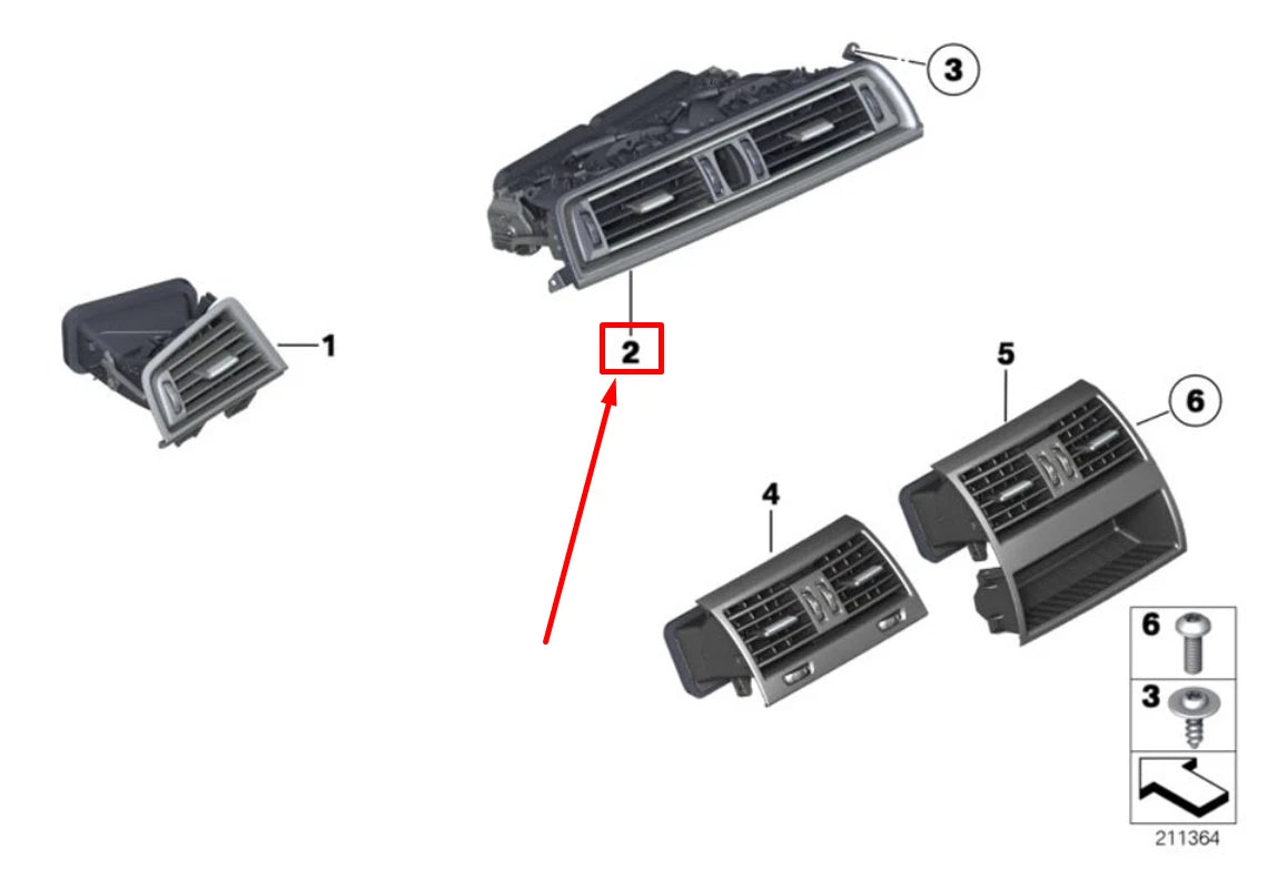 NEW BMW 5 F10 FRONT CENTER CONSOLE AIR VENTS 64229166885 9166885 ORIGINAL