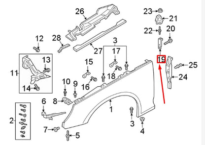 NEW AUDI A4 B9 FRONT LEFT FENDER REAR UPPER BRACE 8W0821433B ORIGINAL