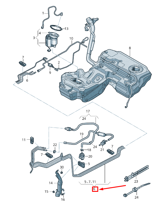 new audi a6 allroad 4g fuel feed line with breather pipe 4g0201544dg original