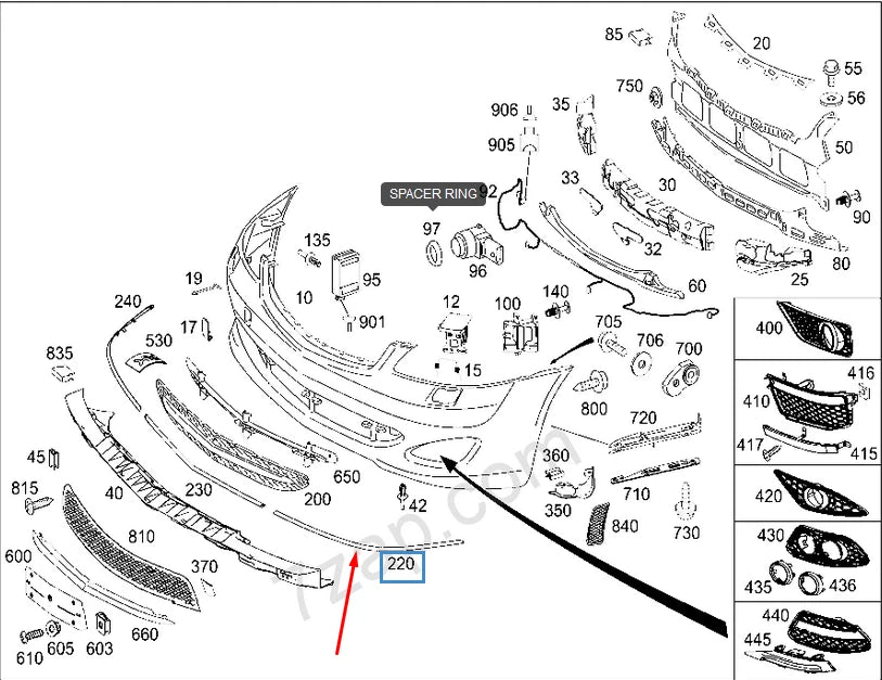 NEW MB S-CLASS W221 FRONT BUMPER LEFT LOWER CHROME TRIM A2218850121 ORIGINAL