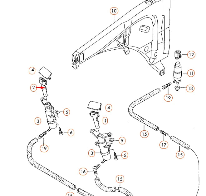 NEW VW TOUAREG 07-10 HEADLIGHT WASHER NOZZLE PASSENGER SIDE 7L6955104A
