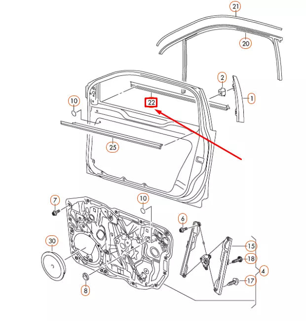 NEW VW TOUAREG 7P FRONT LEFT WINDOW OUTER APERTURE SEAL 7P0837475H7Z7 ORIGINAL