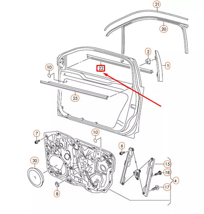 NEW VW TOUAREG 7P FRONT LEFT WINDOW OUTER APERTURE SEAL 7P0837475H7Z7 ORIGINAL