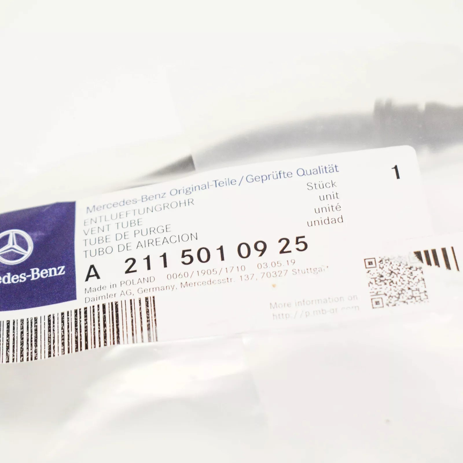 NEW MB E-CLASS W211 COOLANT BREATHER PIPE A2115010925 5.5 PETROL 350KW