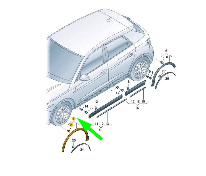 NEW AUDI Q3 F3 FRONT RIGHT WHEEL ARCH COVER 83A853718CGRU