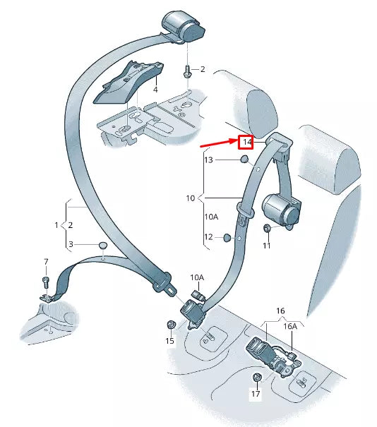 NEW AUDI Q2 GA REAR CENTER SEAT BELT GUIDE 8V0857763BDS2
