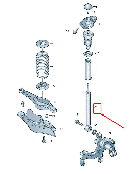 NEW VW EOS 1F REAR GAS SHOCK ABSORBER 1Q0513029A