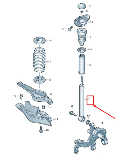 NEW VW EOS 1F REAR GAS SHOCK ABSORBER 1Q0513029A