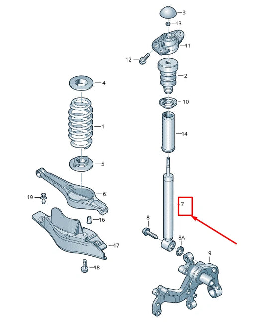 NEW VW EOS 1F REAR GAS SHOCK ABSORBER 1Q0513029A