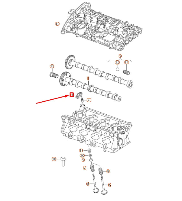 NEW AUDI A3 8P CAMSHAFT ROLLER ROCKER ARM 06E109417P ORIGINAL