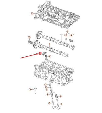 NEW AUDI A3 8P CAMSHAFT ROLLER ROCKER ARM 06E109417P ORIGINAL