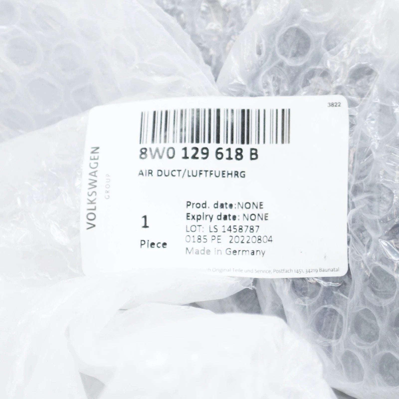 NEW AUDI A4 AVANT B9 ENGINE AIR INTAKE GUIDE 8W0129618B ORIGINAL