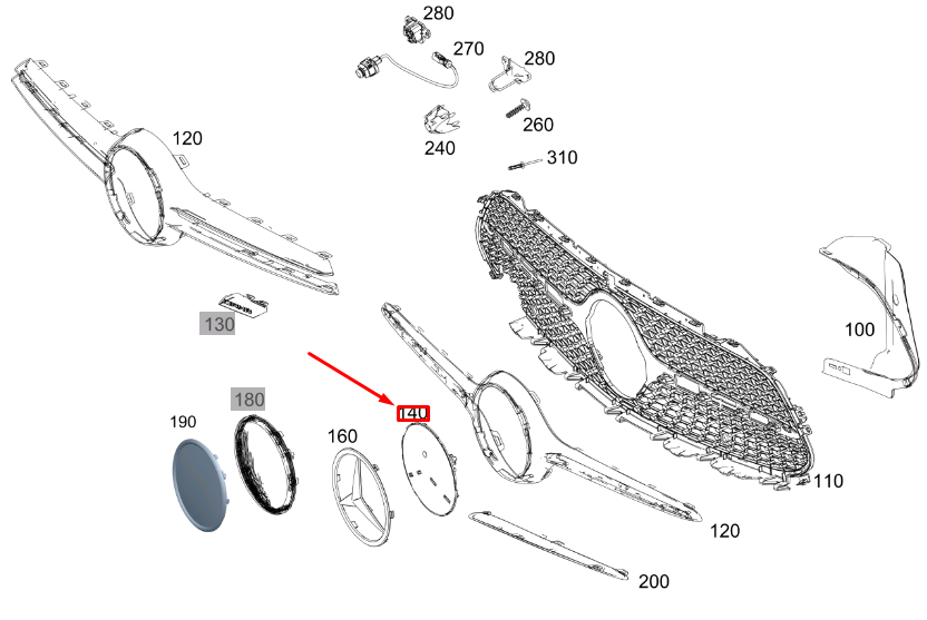 NEW MB CLS C257 RADIATOR GRILLE MERCEDES STAR CARRIER A2138803307 ORIGINAL