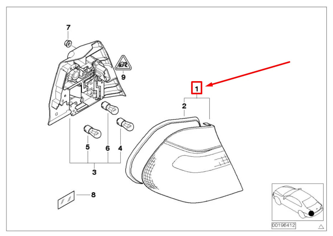 NEW BMW 3 CABRIO E46 REAR RIGHT TAILLIGHT 6900474 63216900474 ORIGINAL