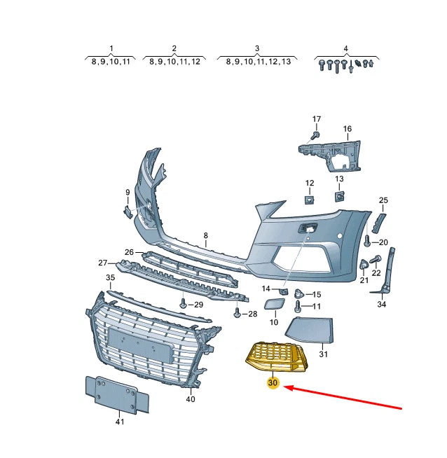 NEW AUDI TT FV FRONT BUMPER RIGHT AIR GUIDE GRILLE 8S0807682G9B9 ORIGINAL