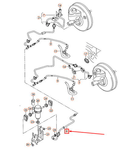 NEW AUDI Q7 4L VACUUM PIPE WITH NON-RETURN VALVE 7L8611917A ORIGINAL
