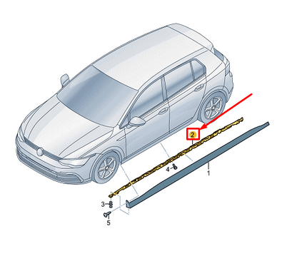 new vw golf cd mk8 left side member trim retaining strip 5h0853493a original