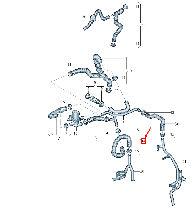 NEW VW TRANSPORTER VI T6 COOLANT HOSE 7E0121157AF ORIGINAL