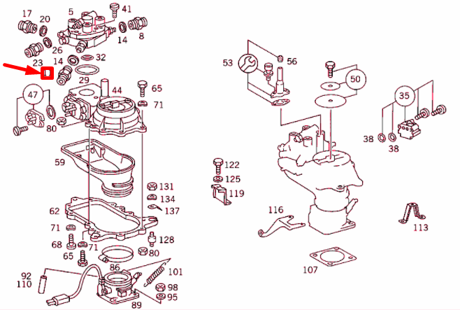 NEW MERCEDES-BENZ E W210 CARBURETOR AND INJECTION FITTING A0000743686 ORIGINAL