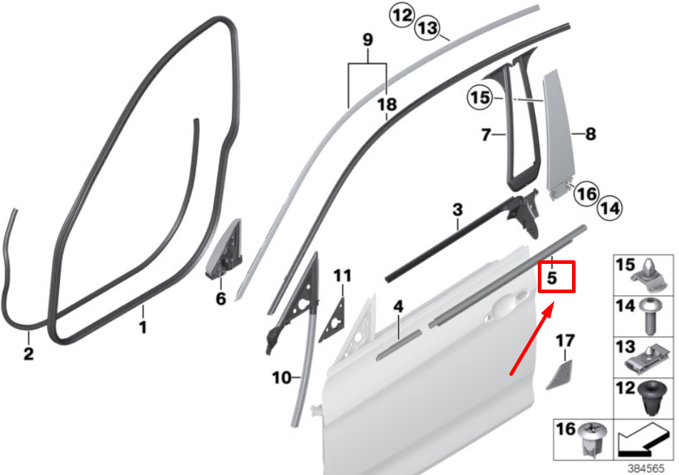 new bmw 4 f36 rear left door outer weatherstrip 51357332519 7332519 original