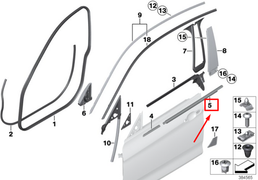 new bmw 4 f36 rear left door outer weatherstrip 51357332519 7332519 original