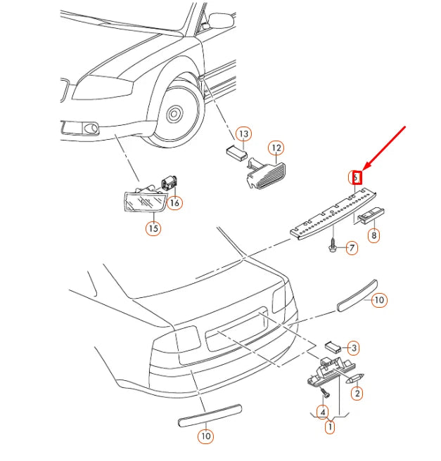 NEW AUDI A6 C6 REAR ADDITIONAL STOP LIGHT 4F5945097A ORIGINAL