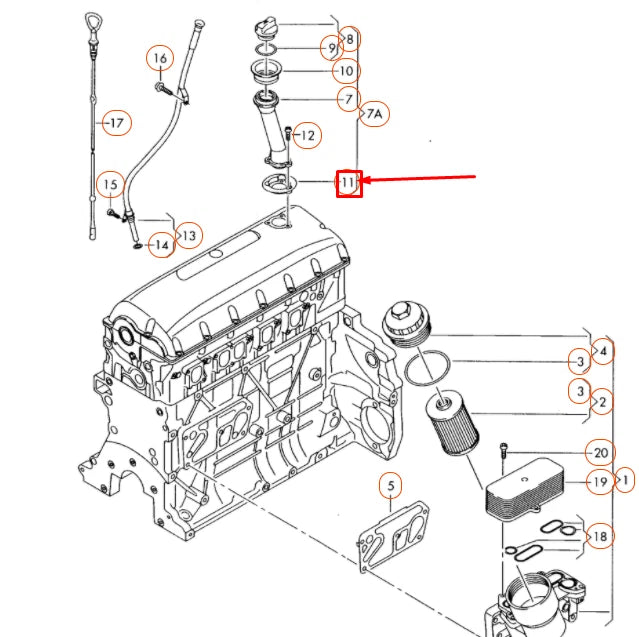NEW VW TOUAREG 7L OIL FILLER TUBE GASKET SEAL O-RING 070115315A ORIGINAL