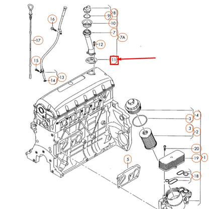 NEW VW TOUAREG 7L OIL FILLER TUBE GASKET SEAL O-RING 070115315A ORIGINAL