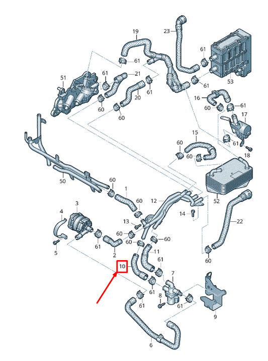 new audi a3 sportback 8v engine coolant hose 5q0121073m original
