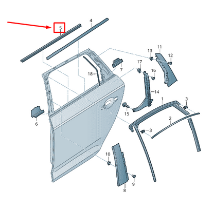 new audi a4 b9 rear left door window aperture seal 8w0839479 original