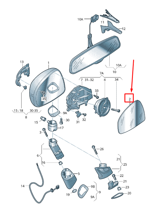 new audi tt 8j front right door mirror glass 8j0857536g original