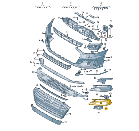 new audi a8 4n front bumper left grille 4n0807679bgru original