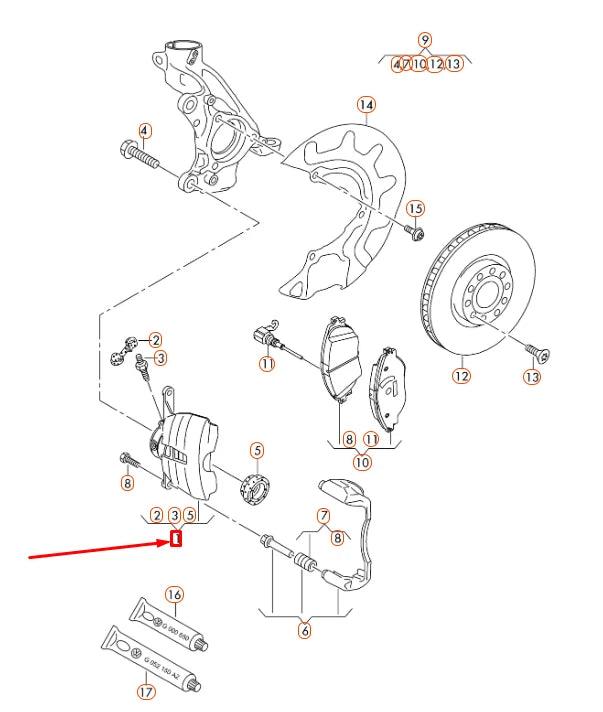 NEW AUDI TT FV 8S FRONT RIGHT BRAKE CALIPER HOUSING 8V0615124D ORIGINAL
