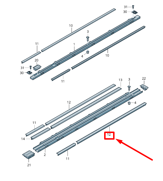 new vw transporter v t5 7h mk5 guide rail cover trim 7e6883083b8q8 original