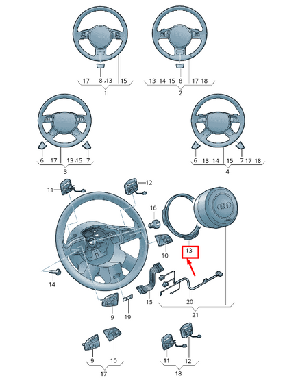 new audi a6 avant c7 center steering wheel ring guide 4h04196894pk original