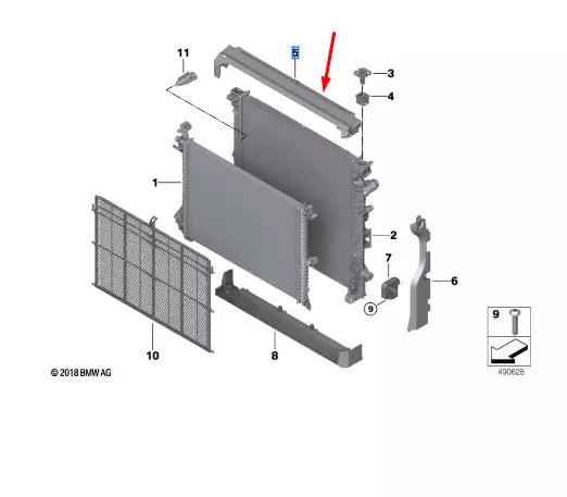 NEW BMW X5 G05 UPPER RADIATOR TOP COVER 17118655770 ORIGINAL